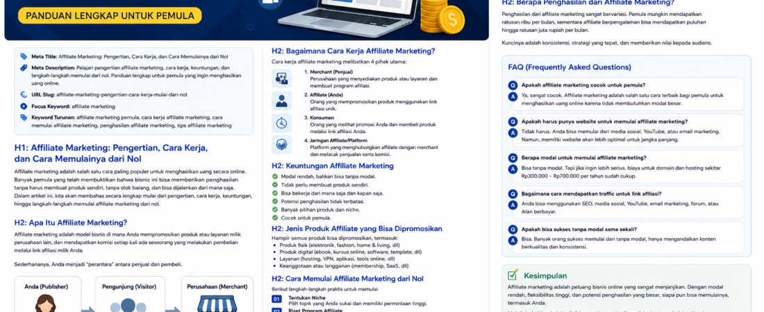 Affiliate Marketing : Pengertian, Cara Kerja, dan Cara Memulainya dari Nol