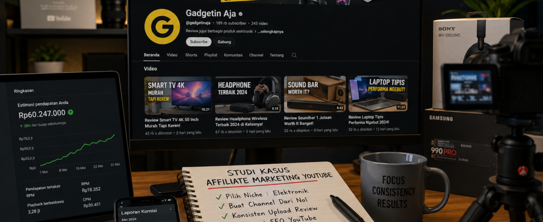 Studi Kasus Affiliate Marketing YouTube: Channel Review Elektronik dari Nol hingga Rp60 Juta per Bulan