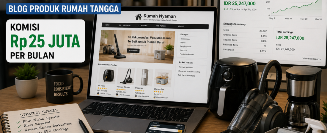 Studi Kasus Affiliate Marketing Amazon Associates: Blog Produk Rumah Tangga dengan Komisi Rp25 Juta per Bulan