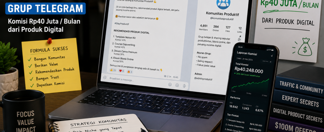 Studi Kasus Affiliate Marketing Komunitas: Grup Telegram dengan Komisi Rp40 Juta per Bulan dari Produk Digital